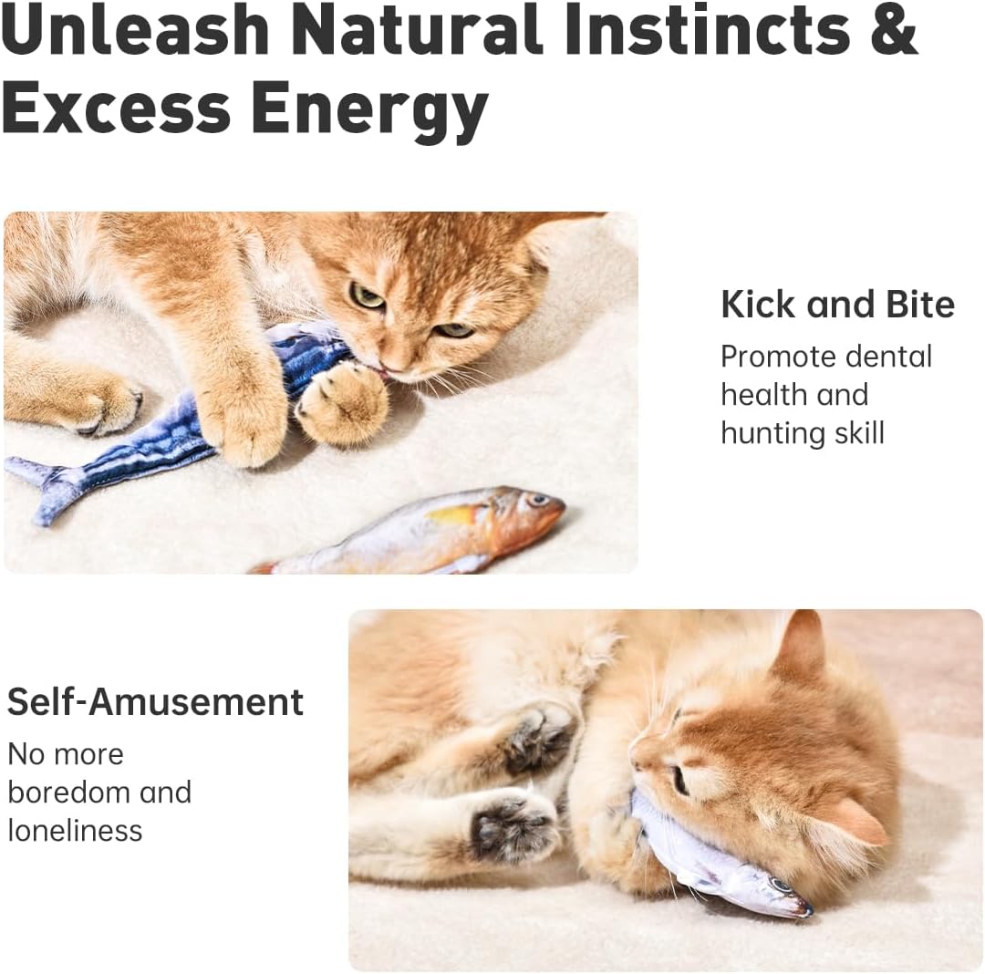 Realistic Flopping Fish Cat Toys, 3 Pack, Interactive Cat Toys for All Breeds