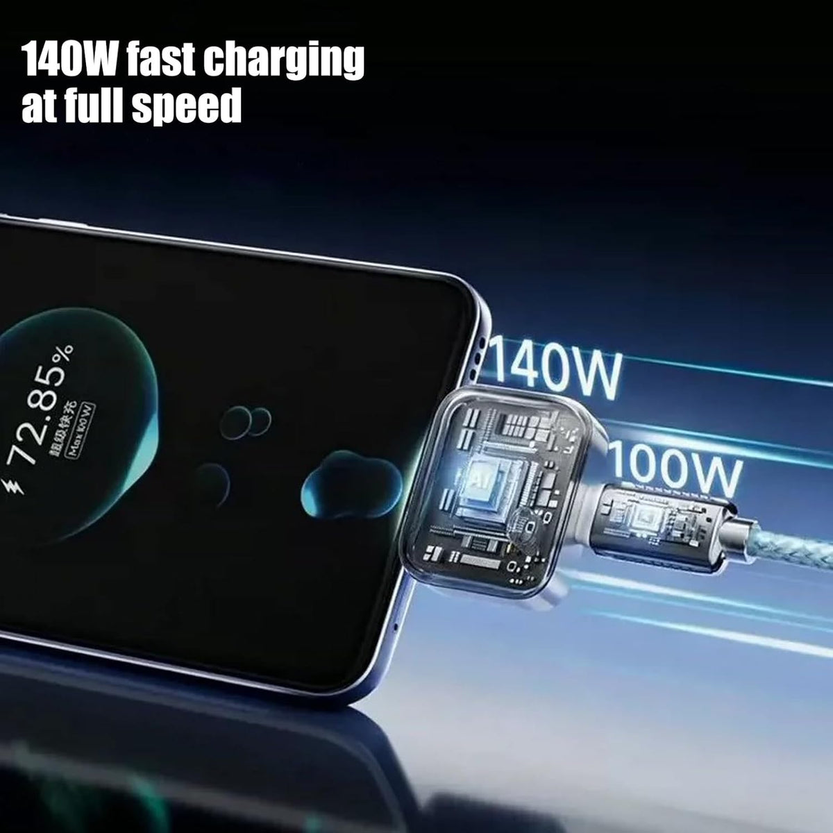 Stop Charge Smart C-type Charger 140W Auto Disconnect Charging Adapter