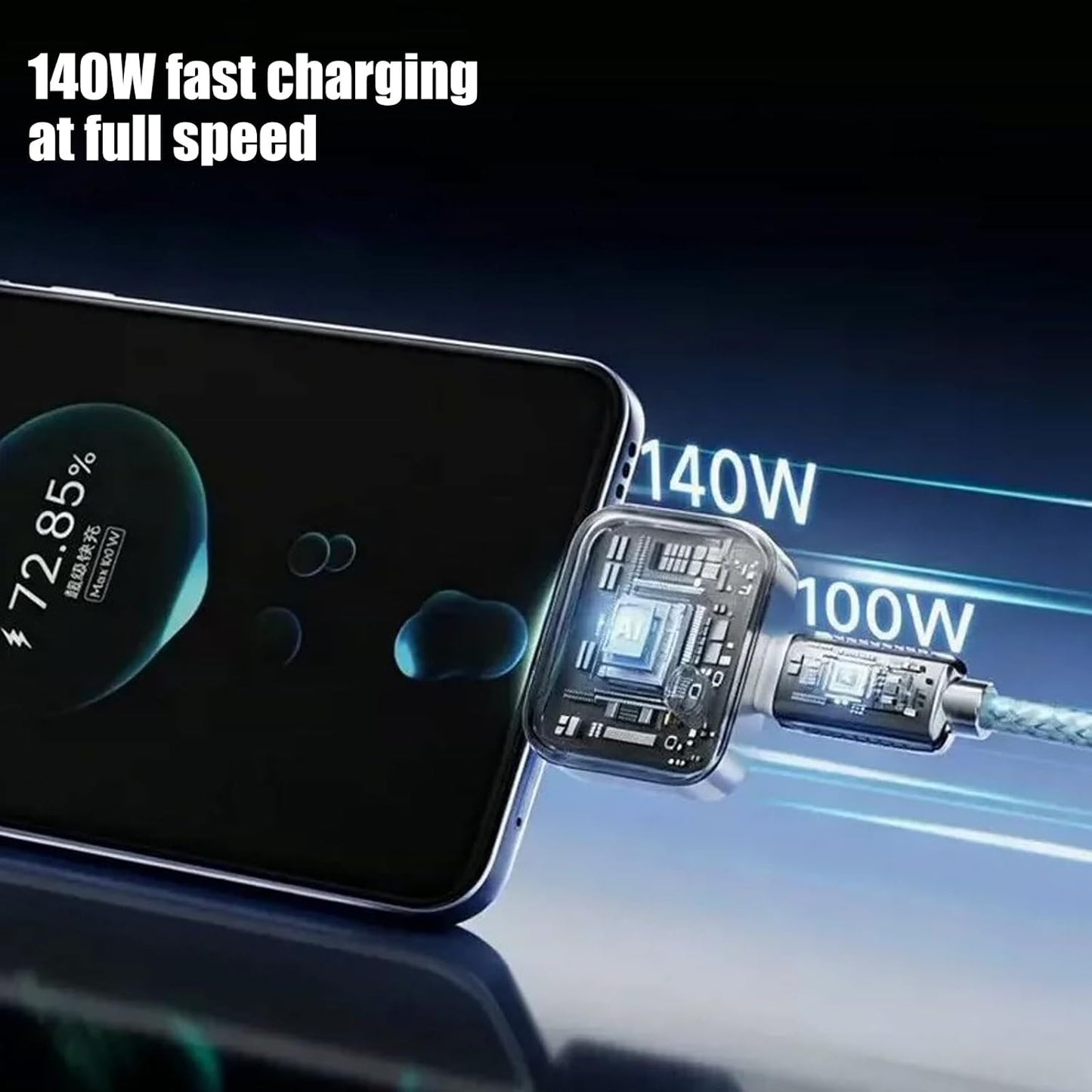 Stop Charge Smart C-type Charger 140W Auto Disconnect Charging Adapter