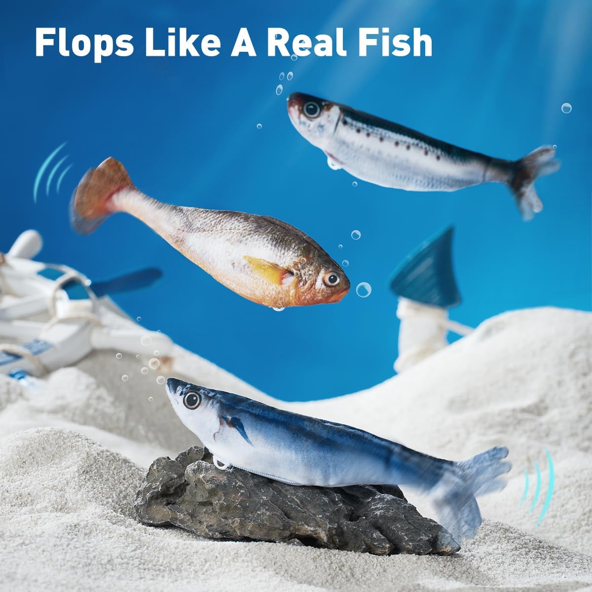 Realistic Flopping Fish Cat Toys, 3 Pack, Interactive Cat Toys for All Breeds