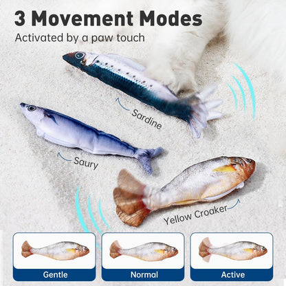 Realistic Flopping Fish Cat Toys, 3 Pack, Interactive Cat Toys for All Breeds