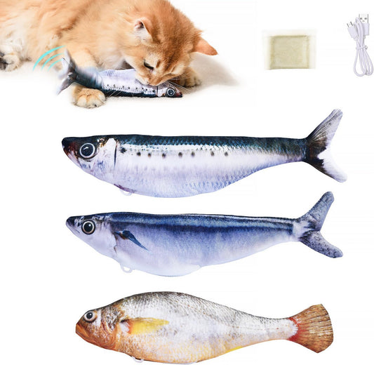 Realistic Flopping Fish Cat Toys, 3 Pack, Interactive Cat Toys for All Breeds